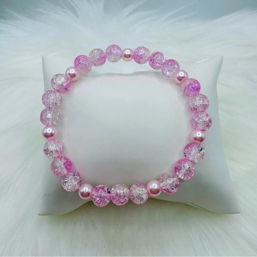 Gradient Glass Beaded Bracelet Style A Pink